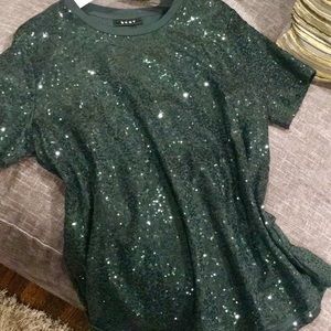 DkNY green sequins blouse